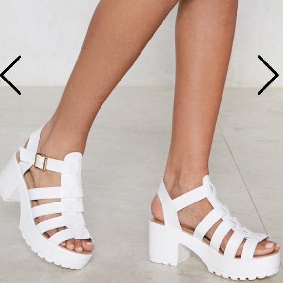 white platform gladiator sandals
